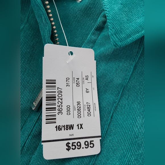 CJ Banks Corduroy Zipper Jacket 1X - Picture 11 of 13